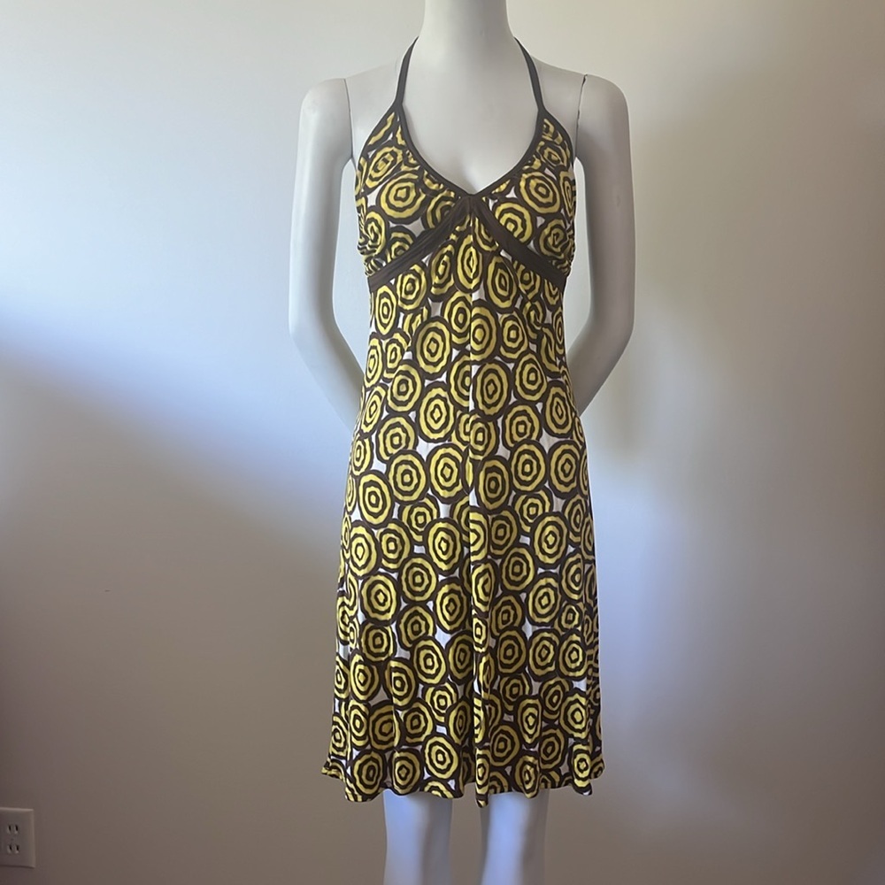 Vintage Herion Geometric Halter Silk  Dress Size 46 Italy
